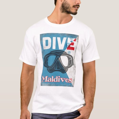 Maldives Vintage Scuba Diving Mask T_Shirt