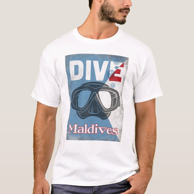 Maldives Vintage Scuba Diving Mask T-Shirt (Front)