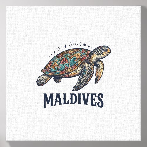 Maldives Vintage Sea Turtle Travel Shirt Design_1 Canvas Photo Tile