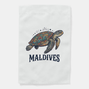 Maldives Vintage Sea Turtle Travel Shirt Design_1 Garden Flag