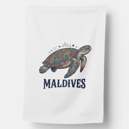 Maldives Vintage Sea Turtle Travel Shirt Design_1 House Flag