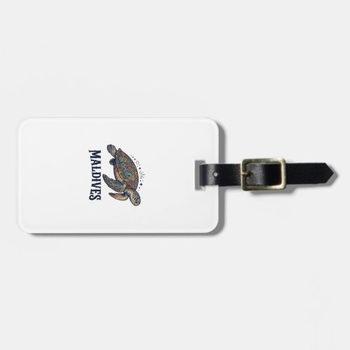Maldives Vintage Sea Turtle Travel Shirt Design_1 Luggage Tag