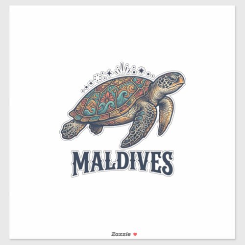Maldives Vintage Sea Turtle Travel Shirt Design_1 Sticker