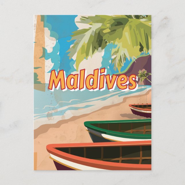 Maldives Vintage travel poster Postcard (Front)