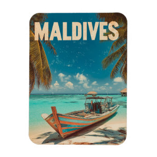 Maldives Vintage Tropical Beach - Ocean Travel Magnet