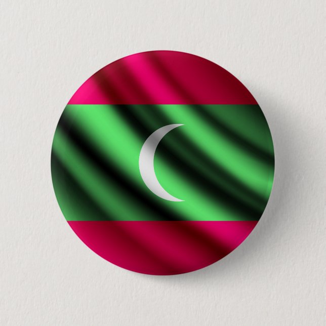 Maldives waving flag pinback button (Front)