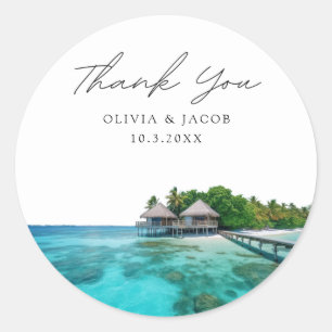 Maldives Wedding Favor Photo Thank You Classic Round Sticker