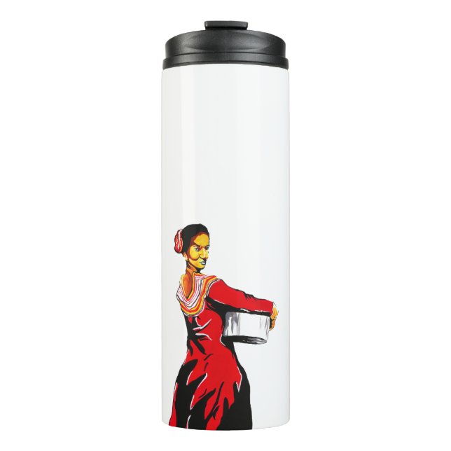 Maldivian Lady with Bandiyaa Thermal Tumbler (Front)