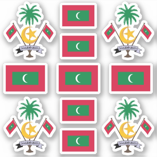 Maldivian national symbols /coat of arms and flag sticker (Front)