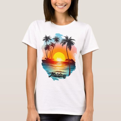Maldivian Sunset T_ Shirt  