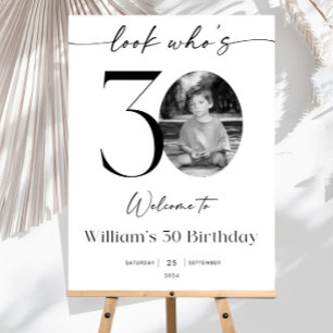 Male 30th Birthday Welcome Sign, Photo Birthday We Foam Board