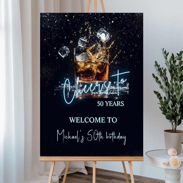 Male 50th Birthday Welcome Sign Whiskey theme Blac (Creator Uploaded)