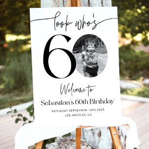 Male 60th Birthday Welcome Sign, Look Who's 60 Bir Foam Board
