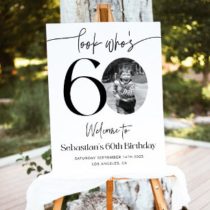 Male 60th Birthday Welcome Sign, Look Who's 60 Bir Foam Board