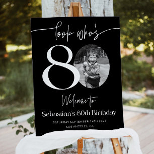 Male 80th Birthday Welcome Sign, Look Who's 80 Bir Foam Board