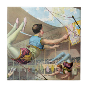 Male Acrobats Performing At A Circus Ceramic Tile