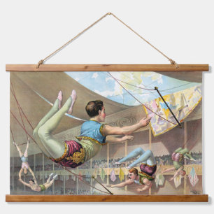 Male Acrobats Performing At A Circus Hanging Tapestry