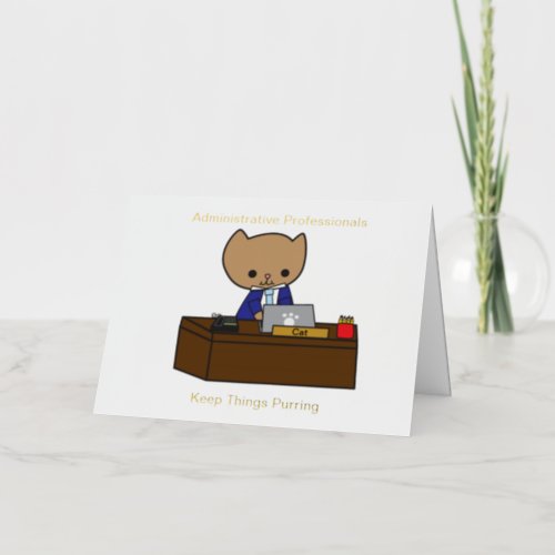 Male Administrative Professional Cat Personalize Foil Greeting Card