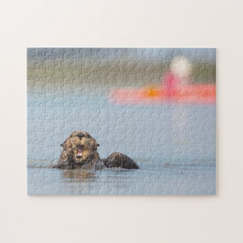 Male adult sea otter in Elkhorn Slough California Jigsaw Puzzle