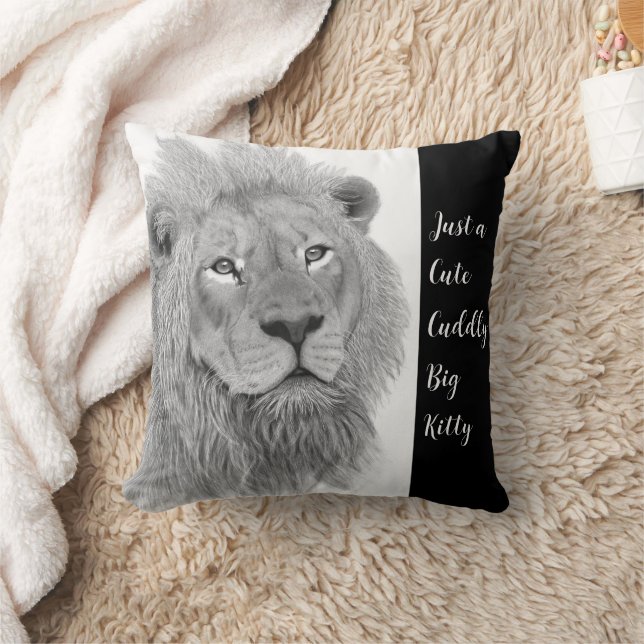 Male African Lion Just a Cute Cuddly Big Kitty Throw Pillow (Blanket)