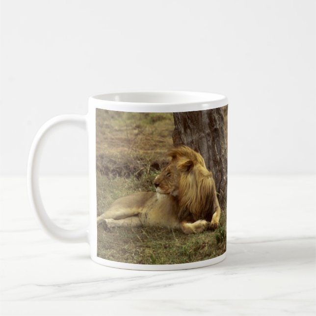 Male African Lion Lounging Under a Tree Mug (Left)
