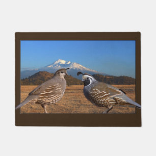 MALE AND FEMALE CALIFORNIA QUAIL DOORMAT