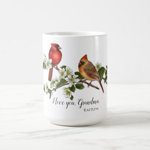 Male and Female Cardinal I Love You Grandma Coffee Mug