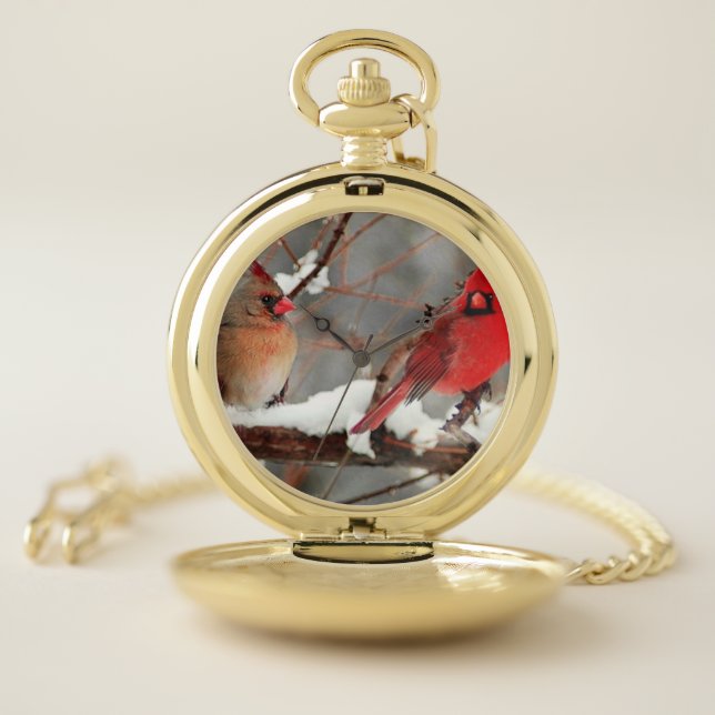 male and female cardinals pocket watch (Inside)