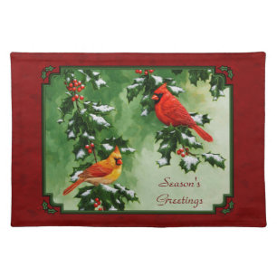 Male and Female Cardinals Red Placemat