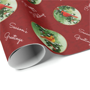 Male and Female Cardinals Red Wrapping Paper