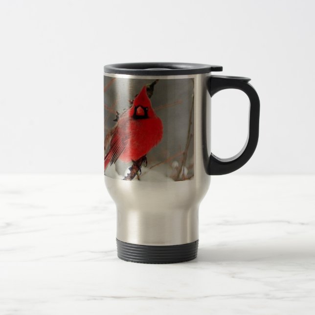 male and female cardinals travel mug (Right)