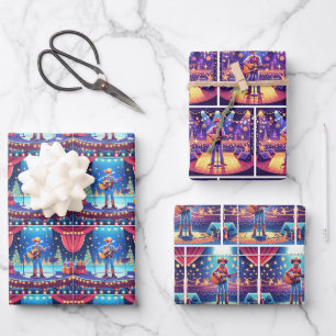 Male and Female Country Christmas Concert Wrapping Paper Sheets