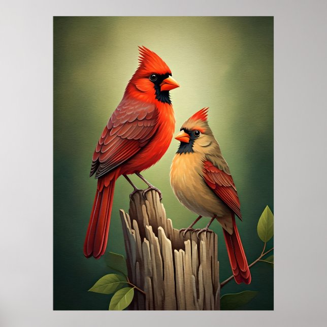 Male and female gardinals poster (Front)