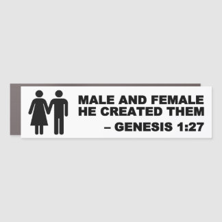Male and Female Gen. 1:27 - Black Car Magnet