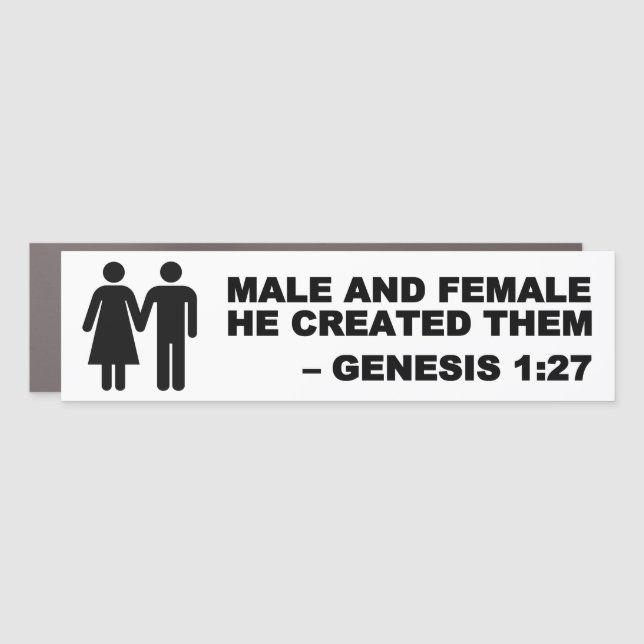 Male and Female Gen. 1:27 - Black Car Magnet (Front)