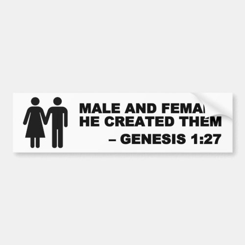 Male and Female Gen 127 Bumper Sticker _ Black