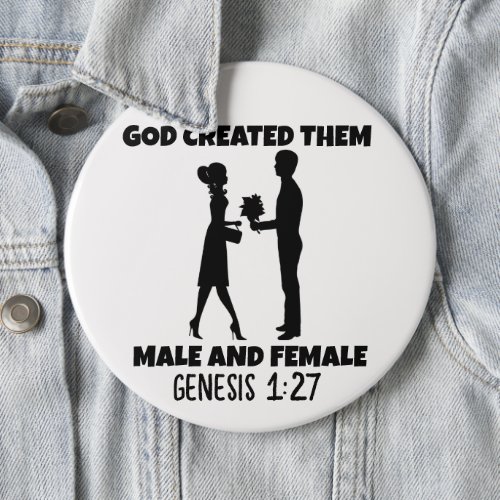 MALE AND FEMALE GENESIS CHRISTIAN GIANT BUTTONS