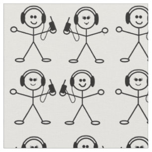 Male and Female Ham Radio Stick Figures Fabric