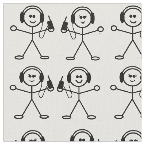 Male and Female Ham Radio Stick Figures Fabric