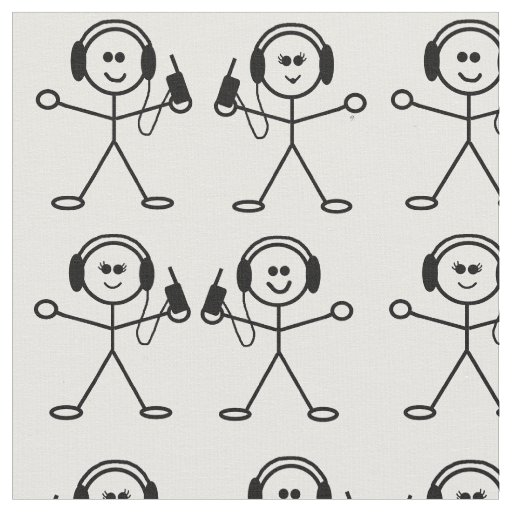 Male and Female Ham Radio Stick Figures Fabric