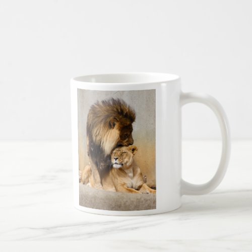 Male and Female Lion in Love Coffee Mug