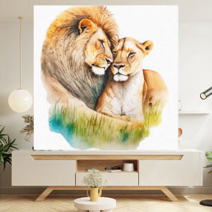 : Lion and Lioness Wall Art Love Quotes Animal Canvas Prints  Painting Vintage Lions Couple Pictures Framed Rustic Artwork Home Decor for  Bathroom Bedroom Dining Living Room 24x16: Posters & Prints