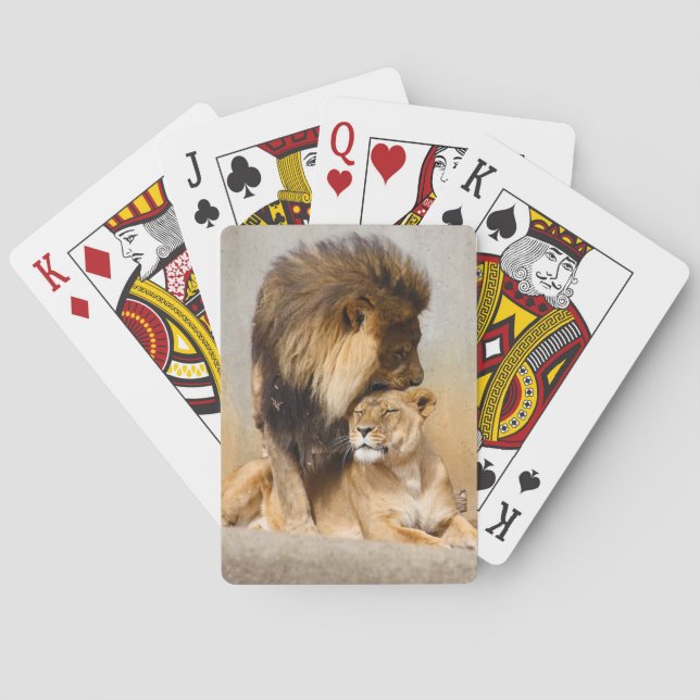 Male and Female Lion in Love Poker Cards (Back)