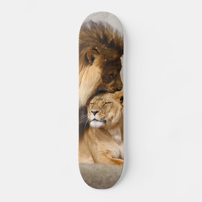 Male and Female Lion in Love Skateboard Deck (Front)