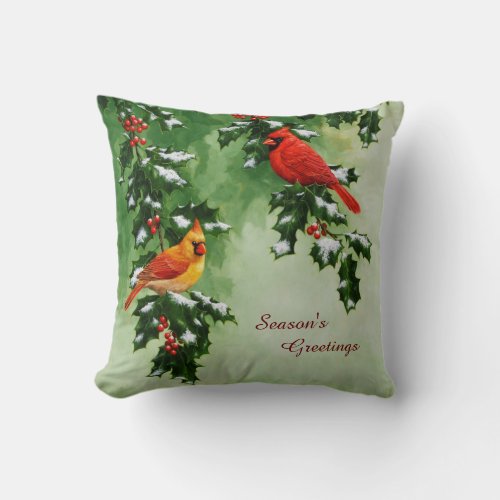 Male and Female Northern Cardinals Throw Pillow