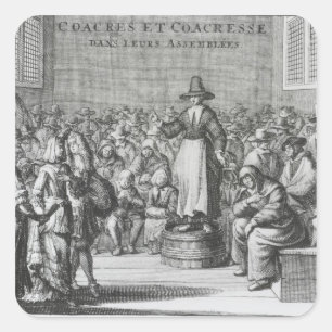 Male and Female Quakers at their Assembly Square Sticker