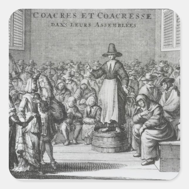 Male and Female Quakers at their Assembly Square Sticker (Front)
