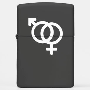 Male and female symbol isolated zippo lighter