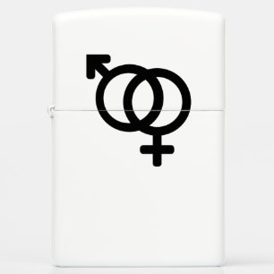 Male and female symbol isolated zippo lighter