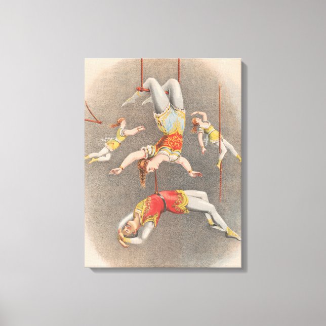 Male And Female Trapeze Performers Canvas Print (Front)